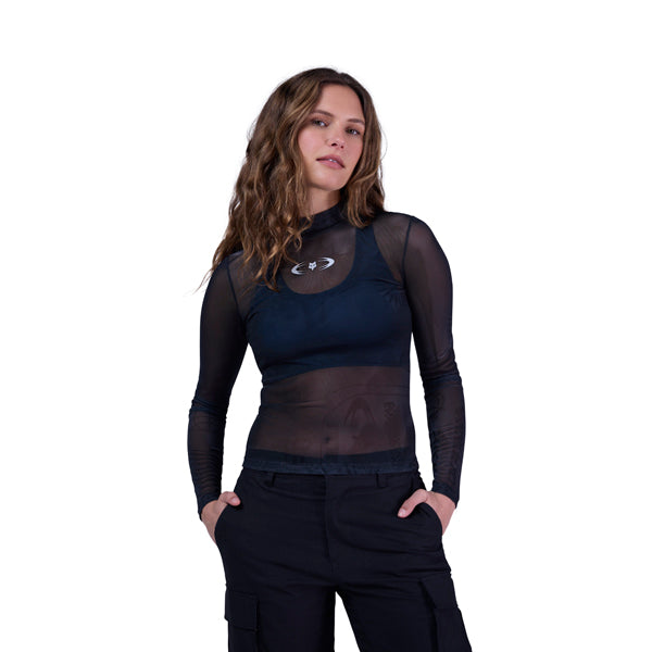 Crisp studio image on a white background of Fox Racing Image Cosmo Mesh Long Sleeve Tee (Womens); SKU 36573-330-XS; Colors: Dark Shadow; Sizes: XS-XL