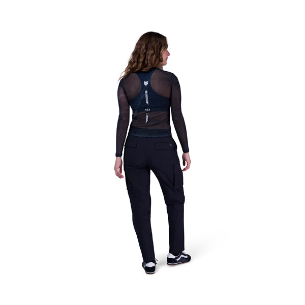 Clean studio shot of Fox Racing Image Cosmo Mesh Long Sleeve Tee (Womens); showing long-sleeve cut, printed graphics, and crew neckline; SKU 36573-330-XS