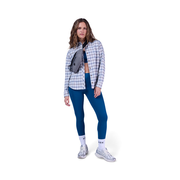 Studio photo on a white background of Fox Racing Survivalist Core Flannel; showing flannel shirt fit, button front, and plaid pattern; SKU 36577-266-XS