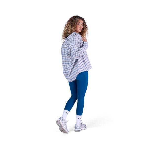 Professional studio photo of Fox Racing Survivalist Core Flannel (Womens); showing flannel shirt fit, button front, and plaid pattern; SKU 36577-266-XS