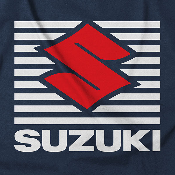 Professional studio photo of Factory Effex Suzuki Shutter T-shirt; showing tee fit, printed graphics, and crew neckline; SKU 20-874; Sizes: NAVY