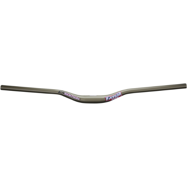 Clean studio shot of Renthal - Fatbar Lite35 Handlebar (MTB); showing overall shape and visible design details; SKU 06016690; Colors: Gold, Black
