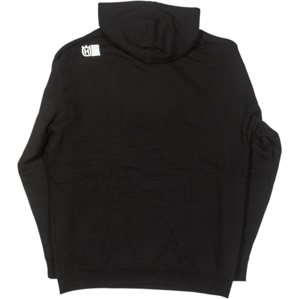 rear product image of Husqvarna hoodie in Black showing pullover fleece hoodie with Husqvarna stacked logo, SKU 3HS250053803 | Available at BTO Sports