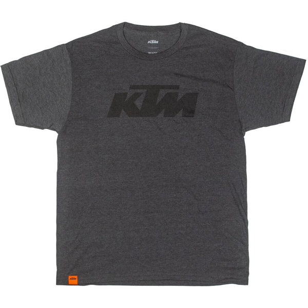 Professional studio photo of KTM KTM Logo Tee; showing tee fit, printed graphics, and crew neckline; SKU 3PW250052202; Sizes: S-2XL