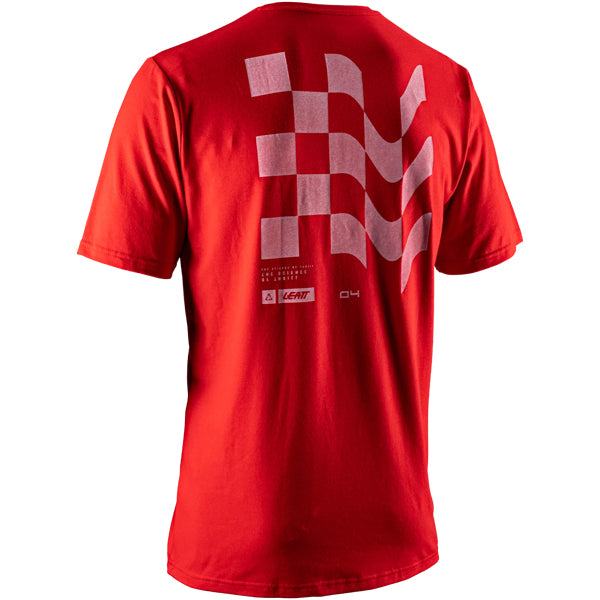 High-resolution studio image of Leatt Core T-Shirt; showing tee fit, printed graphics, and crew neckline; SKU 5026081290; Sizes: S-3XL
