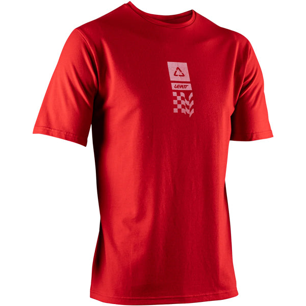 Studio photo on a white background of Leatt Core T-Shirt; showing tee fit, printed graphics, and crew neckline; SKU 5026081290; Sizes: S-3XL