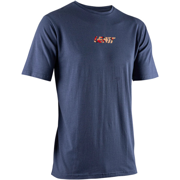 High-resolution studio image of Leatt Core T-Shirt; showing tee fit, printed graphics, and crew neckline; SKU 5026081290; Sizes: S-3XL
