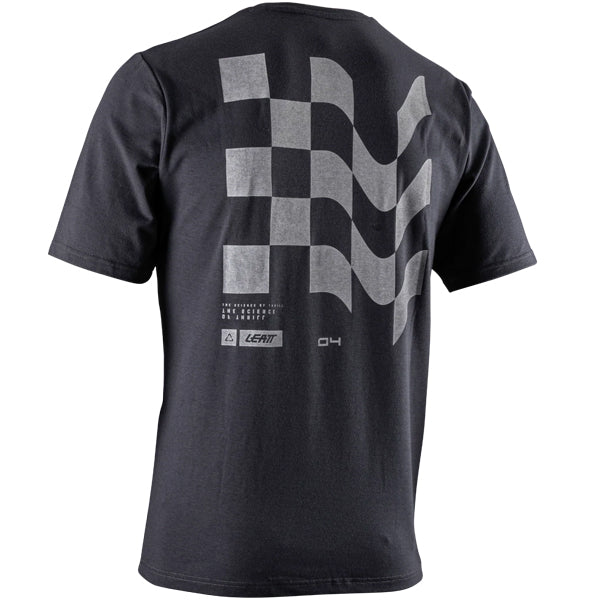 Professional studio photo of Leatt Core T-Shirt; showing tee fit, printed graphics, and crew neckline; SKU 5026081290; Sizes: S-3XL