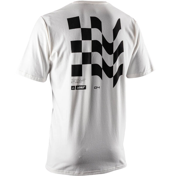 Clean studio shot of Leatt Core T-Shirt; showing tee fit, printed graphics, and crew neckline; SKU 5026081290; Sizes: S-3XL