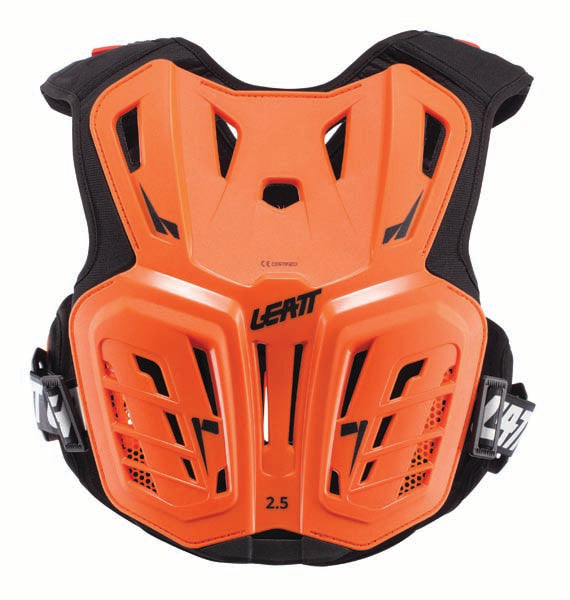 Product photo showing Leatt, 2.5 Junior Chest Protector in Lime/Blue, Colors: Lime/Blue, Orange/Black, Sizes: Y-LG/Y-XL, Y-SM/Y-MD, SKU: 5017120141