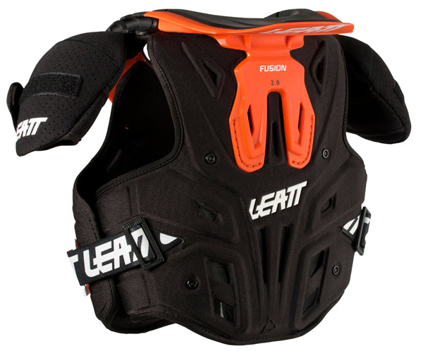 Product photo showing Leatt, Fusion Vest 2.0 Junior (Youth) in Black, Colors: Black, Orange, Sizes: 2-2