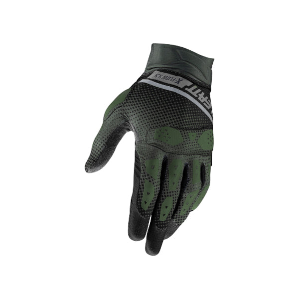 Product photo showing Leatt, ADV X-Flow 5.5 Short Gloves in Forest Green, Colors: Forest Green, Hi-Viz Yellow, Mist Grey, Orange, Stealth Black/Grey, Sizes: 2-3, SKU: 6025101882