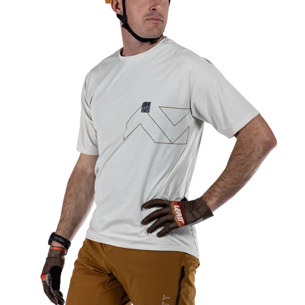 Product photo showing Leatt, Trail X-Flow Jersey (MTB) Mountain Bike in Neon, Colors: Black, Cream, Neon, Pistachio, Sizes: 2-3, SKU: 5025103960