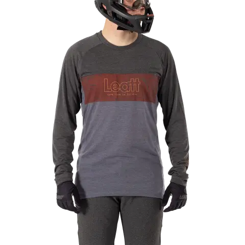 Product photo showing Leatt, Gravity 2.0 Jersey (MTB) Mountain Bike in Loam, Colors: Black, Granite, Loam, Teal, Sizes: 2-2, SKU: 5025010960