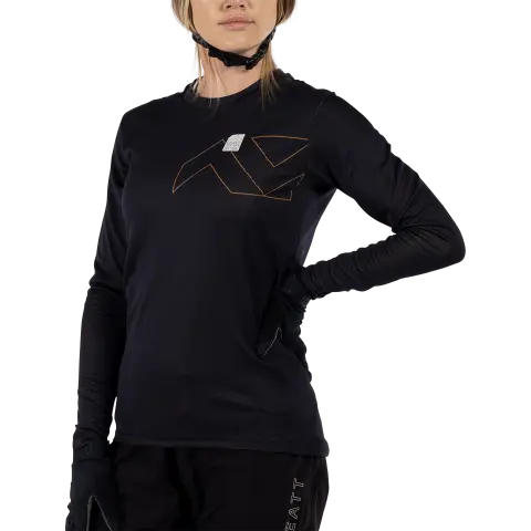 Product photo showing Leatt, Trail 3.0 Jersey Womens (MTB) Mountain Bike in Lagoon, Colors: Black, Coral, Lagoon, Stone, Sizes: 2-2, SKU: 5025107403