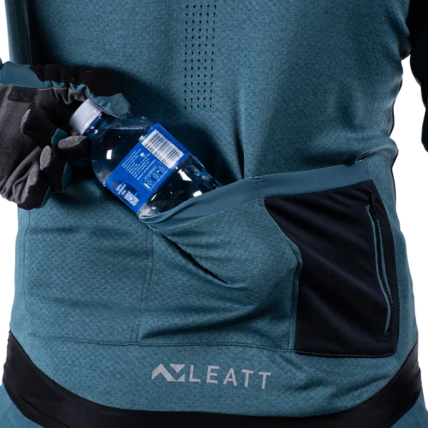 Product photo showing Leatt, Trail 4.0 Jersey (MTB) Mountain Bike in Black, Colors: Black, Peanut, Teal, Sizes: 2-3, SKU: 5025103724
