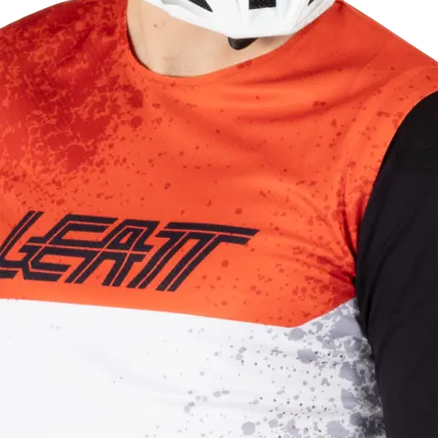 Product photo showing Leatt, Gravity 5.0 Jersey (MTB) Mountain Bike in Black, Colors: Black, Mojito, Teal, White, Sizes: 2-3, SKU: 5025010540