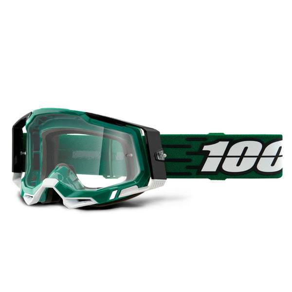 Studio product photo on a neutral background of 100%, Racecraft 2.0 Goggle (Clear Lens), Goggles, SKU 26012900, color options Concordia, Battleship, Snowbird, Topo, Kalkuta, Neon Yellow, Fluo Yellow, Panam and more
