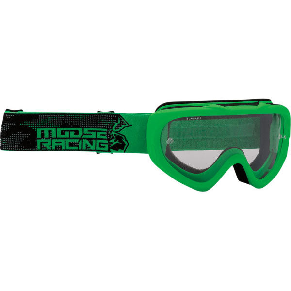 Product image of Moose Racing qualifier agroid goggle youth green motocross goggles showing frame design, lens style, and colorway