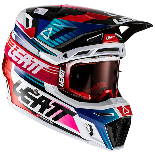 Product photo showing Leatt, Moto 8.5 V22 Helmet in Red, Colors: Aqua, Black, Red, Royal, Sizes: 2-2, SKU: 1022010320