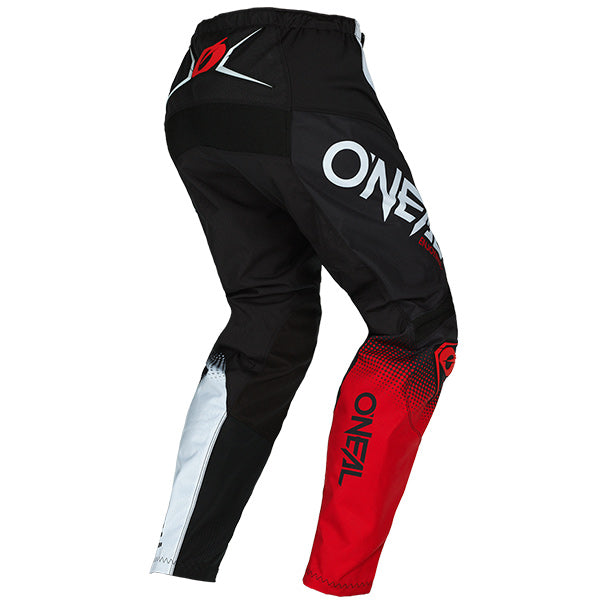 Studio product photo on a neutral background of O'Neal, Element Racewear Pants, SKU E021-034, color options Blue/Orange/Neon Yellow, Black/White/Red, Blue/White/Red, Black/Grey/Neon Yellow, sizes 28–52