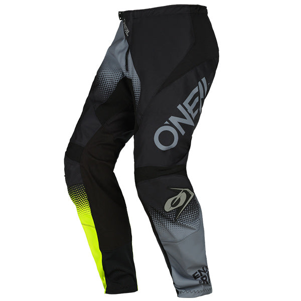 Clean studio photo on a white background of O'Neal, Element Racewear Pants, SKU E021-042, color options Blue/Orange/Neon Yellow, Black/White/Red, Blue/White/Red, Black/Grey/Neon Yellow, sizes 28–52