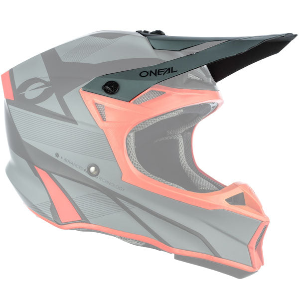 Studio image highlighting O'Neal, 10 Series Compact Visor, Helmet Visor, SKU 0630-320, color options Black/Neon, Grey/Red, Black/White