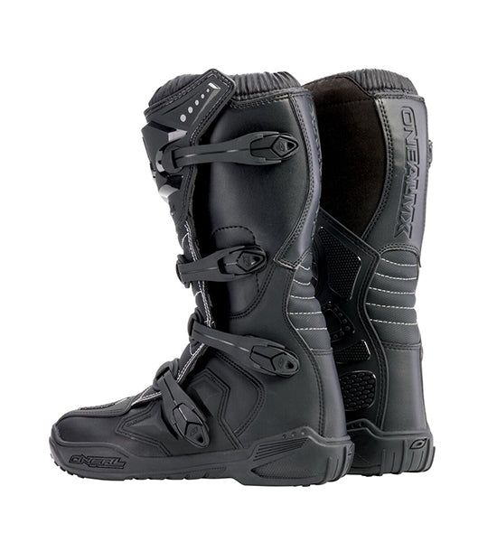 Studio image highlighting O'Neal, Element Boots, SKU 0322-211, color options White, Black, sizes 8–13