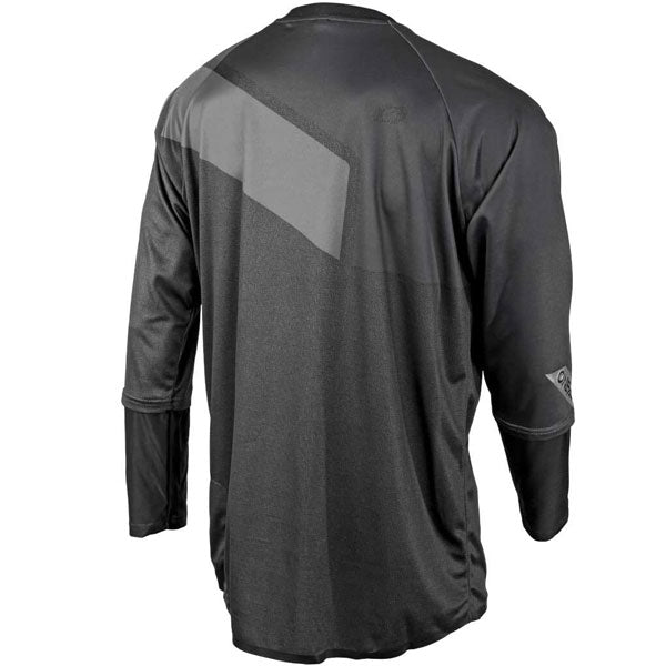 Studio photo showcasing O'Neal, Tobanga Jersey (MTB) Mountain Bike, SKU 0084-703, color options Black/Grey, sizes XL–2X
