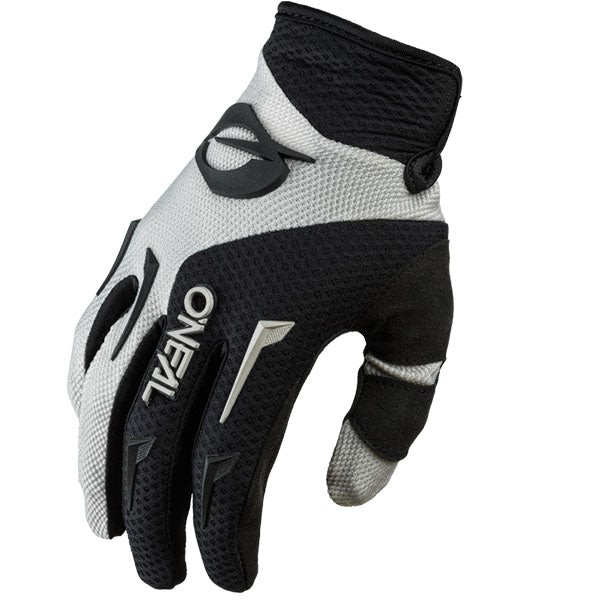 Detailed studio photograph of O'Neal, Element Gloves, Offroad Gloves, SKU E031-308, color options Black, Red/Black, Neon/Black, Blue/Black, Grey/Black, Orange/Black, sizes XS–5X