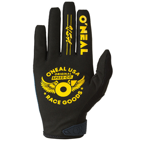 Studio product photo on a neutral background of O'Neal, Mayhem Bullet Gloves, Offroad Gloves, SKU M030-311, color options Black/White, Blue/Yellow, sizes XL–2X
