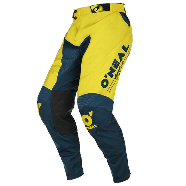 Studio product photo on a neutral background of O'Neal, Mayhem Bullet Pants, SKU M021-334, color options Black/White, Yellow/Blue, sizes 28–42
