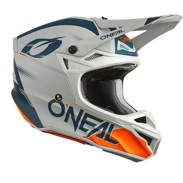 Studio image highlighting O'Neal, 5 Series Haze Helmet, SKU 0628-315, color options Black/Red, Blue/Red, Blue/Orange, Grey/Black, sizes XS–2X