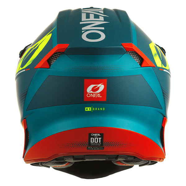 High-resolution studio image of O'Neal, 5 Series Haze Helmet, SKU 0628-313, color options Black/Red, Blue/Red, Blue/Orange, Grey/Black, sizes XS–2X