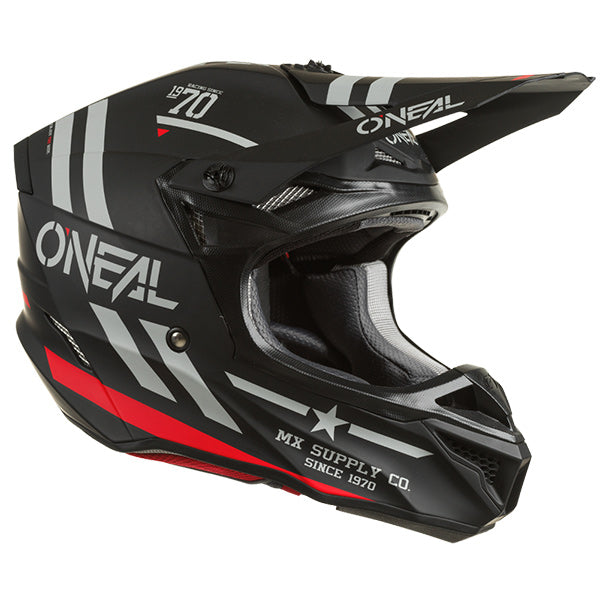 Detailed studio photograph of O'Neal, 5 Series Squadron Helmet, SKU 0628-712, color options Black/Grey Matte, White/Black Matte, sizes XS–2X