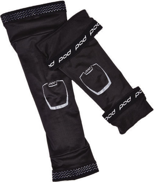 Front view of Pod MX Pod MX - KX Knee Brace Under Sleeve, parent SKU 664-05, highlighting shell shape, ventilation layout, and strap system built for moto and trail riding. Colors: Black Sizes: MD/LG, XL/2X, XS/SM.
