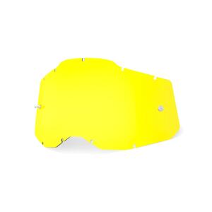 Studio photo of 100%, Replacement Lens (Accuri 2/Racecraft 2/Strata 2), Goggle Lens, SKU 5808100300, sizes Blue, Clear, Injected Clear, Dark Smoke, Mirror Blue, Mirror Gold, Mirror Green, Mirror Pink, Mirror Red, Mirror Red/Blue, Mirror Silver, Mirror True Gold