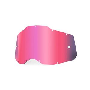 Studio photo of 100%, Replacement Lens (Accuri 2/Racecraft 2/Strata 2), Goggle Lens, SKU 5808110800, sizes Blue, Clear, Injected Clear, Dark Smoke, Mirror Blue, Mirror Gold, Mirror Green, Mirror Pink, Mirror Red, Mirror Red/Blue, Mirror Silver, Mirror True Gold