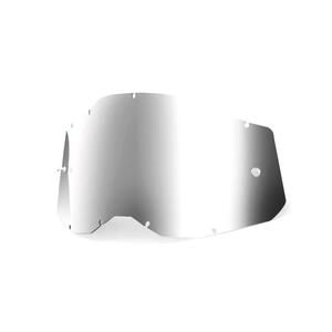 High-resolution studio image of 100%, Replacement Lens (Accuri 2/Racecraft 2/Strata 2), Goggle Lens, SKU 5808110900, sizes Blue, Clear, Injected Clear, Dark Smoke, Mirror Blue, Mirror Gold, Mirror Green, Mirror Pink, Mirror Red, Mirror Red/Blue, Mirror Silver, Mirror True Gold