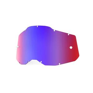 Clean studio photo on a white background of 100%, Replacement Lens (Accuri 2/Racecraft 2/Strata 2), Goggle Lens, SKU 5808111200, sizes Blue, Clear, Injected Clear, Dark Smoke, Mirror Blue, Mirror Gold, Mirror Green, Mirror Pink, Mirror Red, Mirror Red/Blue, Mirror Silver, Mirror True Gold