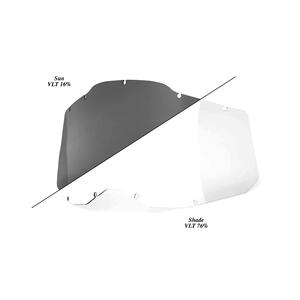 Catalog studio image of 100%, Replacement Lens (Accuri 2/Racecraft 2/Strata 2), Goggle Lens, SKU 5808130000, sizes Blue, Clear, Injected Clear, Dark Smoke, Mirror Blue, Mirror Gold, Mirror Green, Mirror Pink, Mirror Red, Mirror Red/Blue, Mirror Silver, Mirror True Gold
