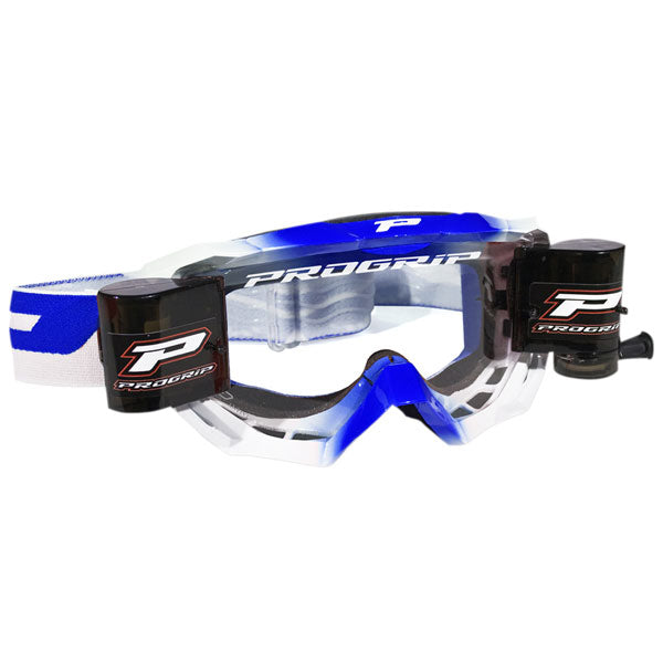 Product image of progrip 3200venom goggles with roll off system blue motocross goggles showing frame design, lens style, and colorway