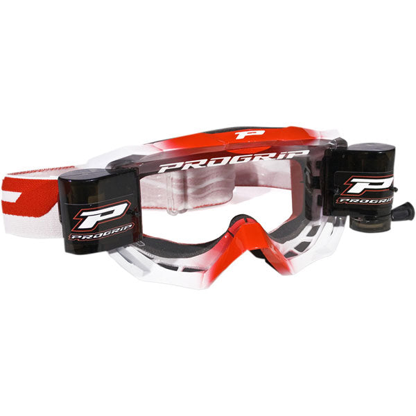 Product image of progrip 3200venom goggles with roll off system red motocross goggles showing frame design, lens style, and colorway