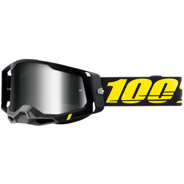 Studio image on a white background of 100%, Racecraft 2.0 Goggle (Mirror Lens), Goggles, SKU 26013039, color options Arbis, Mirror Silver Lens, Mayfair, Mirror Silver Lens, Maho, Silver Flash Lens, Concordia, Mirror Blue Lens, Airblast, Mirror Silver Lens, Blue, Mirror Blue Lens, Fremont, Mirror Blue Lens, Red, Mirror Red Lens and more