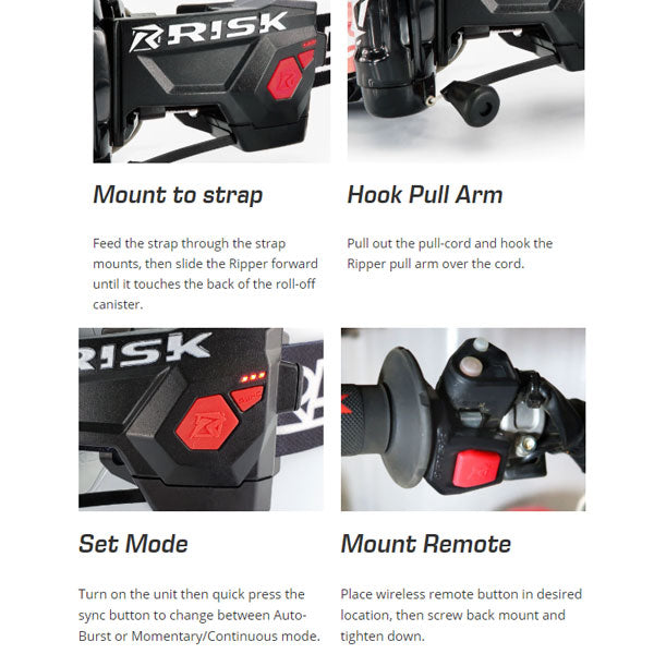 Risk Racing Automated Goggle Roll-Off System - compatibility and installation detail SKU 05-1065