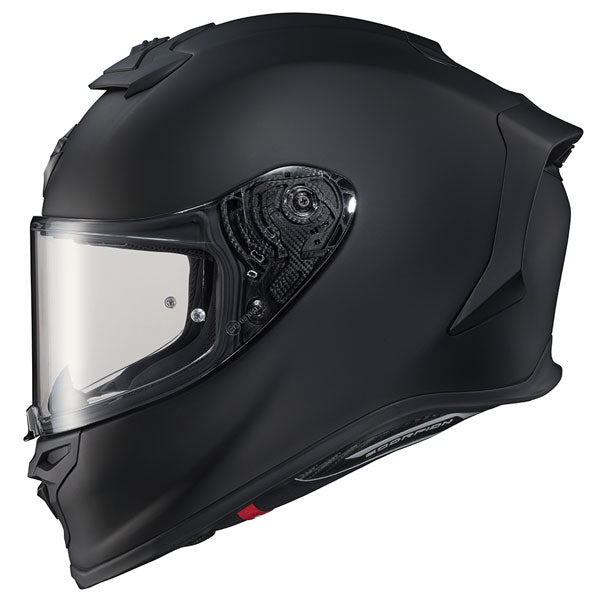 Scorpion EXO - EXO-R1 Air Helmet, motorcycle helmet, detail view, color options: 2XL, 3XL, LG, MD, SM, XL, XS, sizes: Matte Black, Matte Pearl White, Solid Black