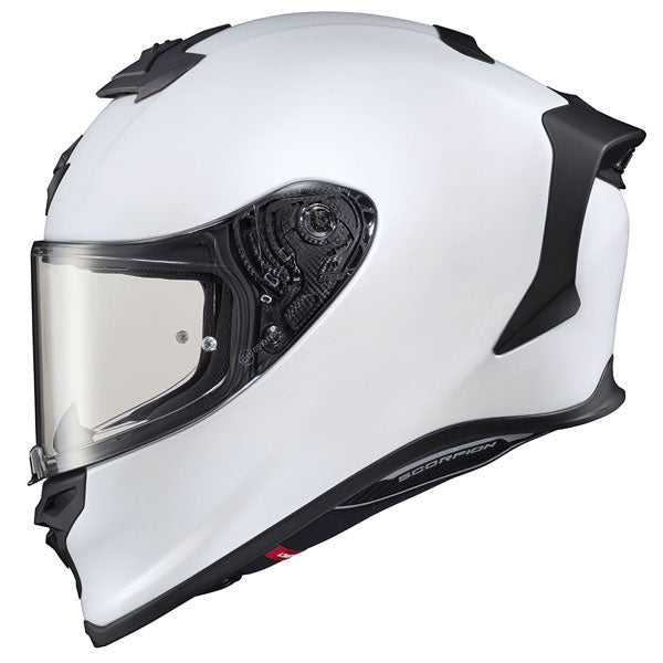 Scorpion EXO - EXO-R1 Air Helmet, motorcycle helmet, detail view, color options: 2XL, 3XL, LG, MD, SM, XL, XS, sizes: Matte Black, Matte Pearl White, Solid Black
