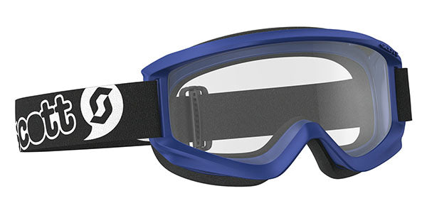 Product image of Scott agent youth goggle blue motocross goggles showing frame design, lens style, and colorway