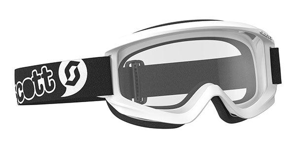 Product image of Scott agent youth goggle white motocross goggles showing frame design, lens style, and colorway