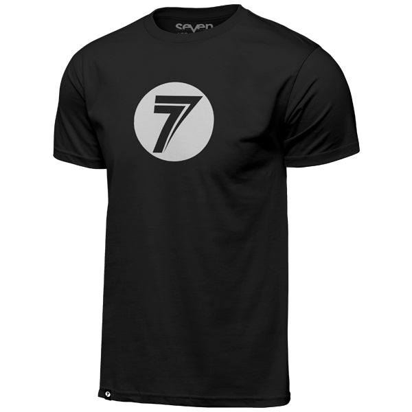 High-resolution studio image of Seven MX Dot Tee; showing tee fit, printed graphics, and crew neckline; SKU 1500077-410-S; Sizes: S-3XL